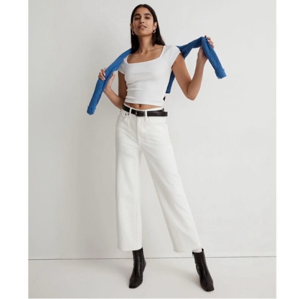 Madewell The Petite Perfect Vintage Wide-Leg Crop Jean. Tile White.